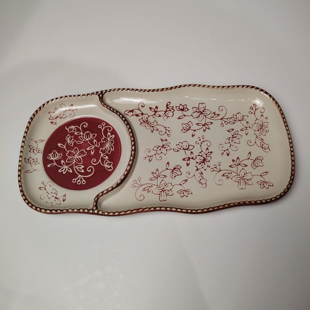 Temp-tations by Tara Floral Lace Red Cranberry Stoneware Sandwich Dish Replaceme
